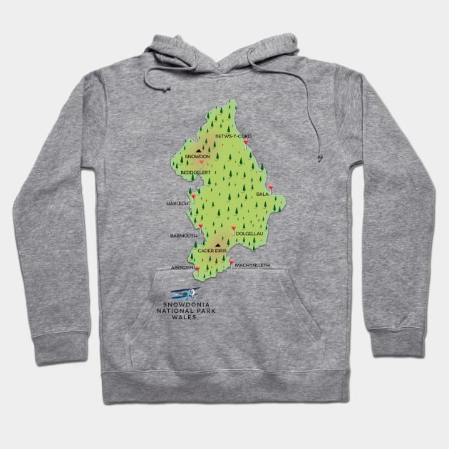 Snowdonia national park map Hoodie by nickemporium1